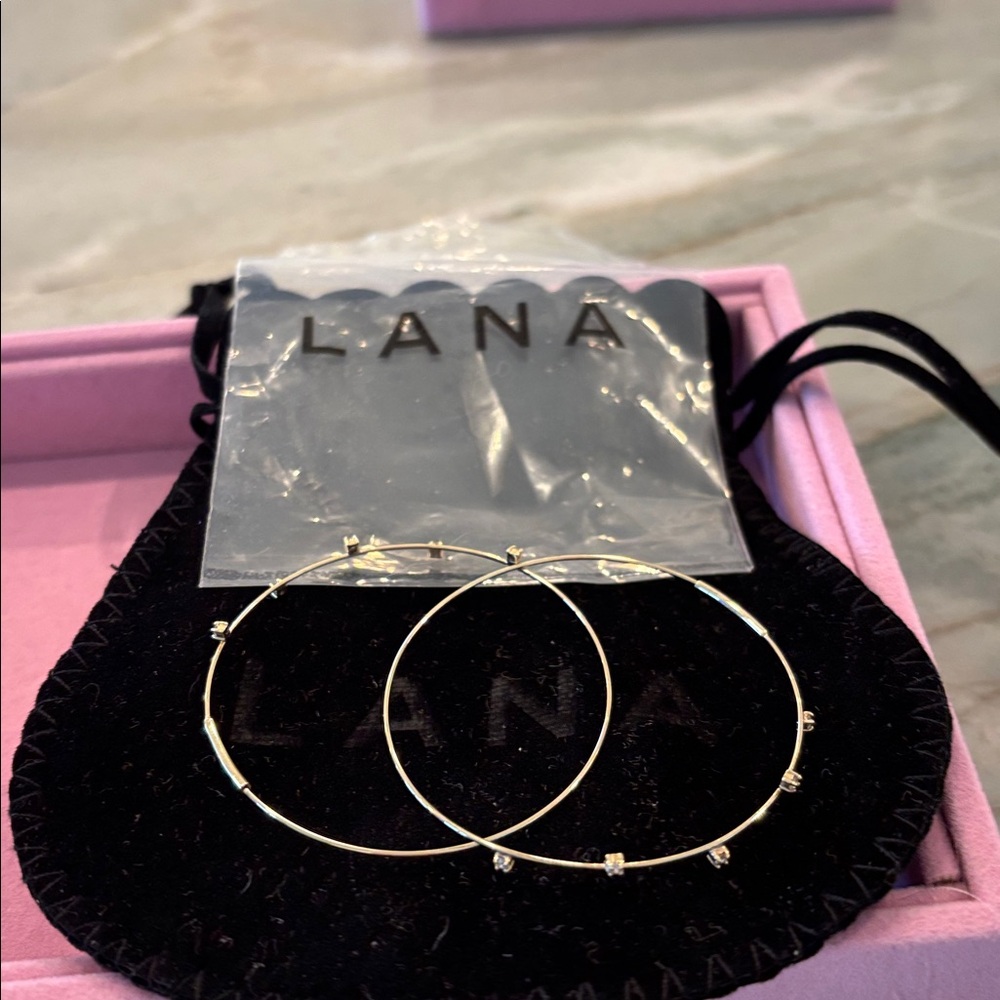 Lana 2" Gold hoops w/Diamonds